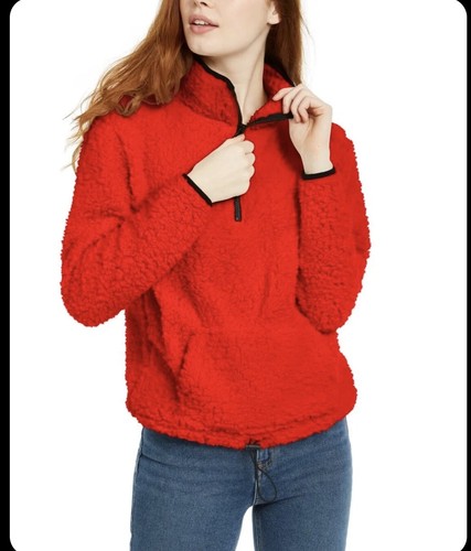 No Boundaries Women’s Juniors X-SMALL Plush Fleece Quarter Zip Pullover Red NEW - Bild 1 von 13