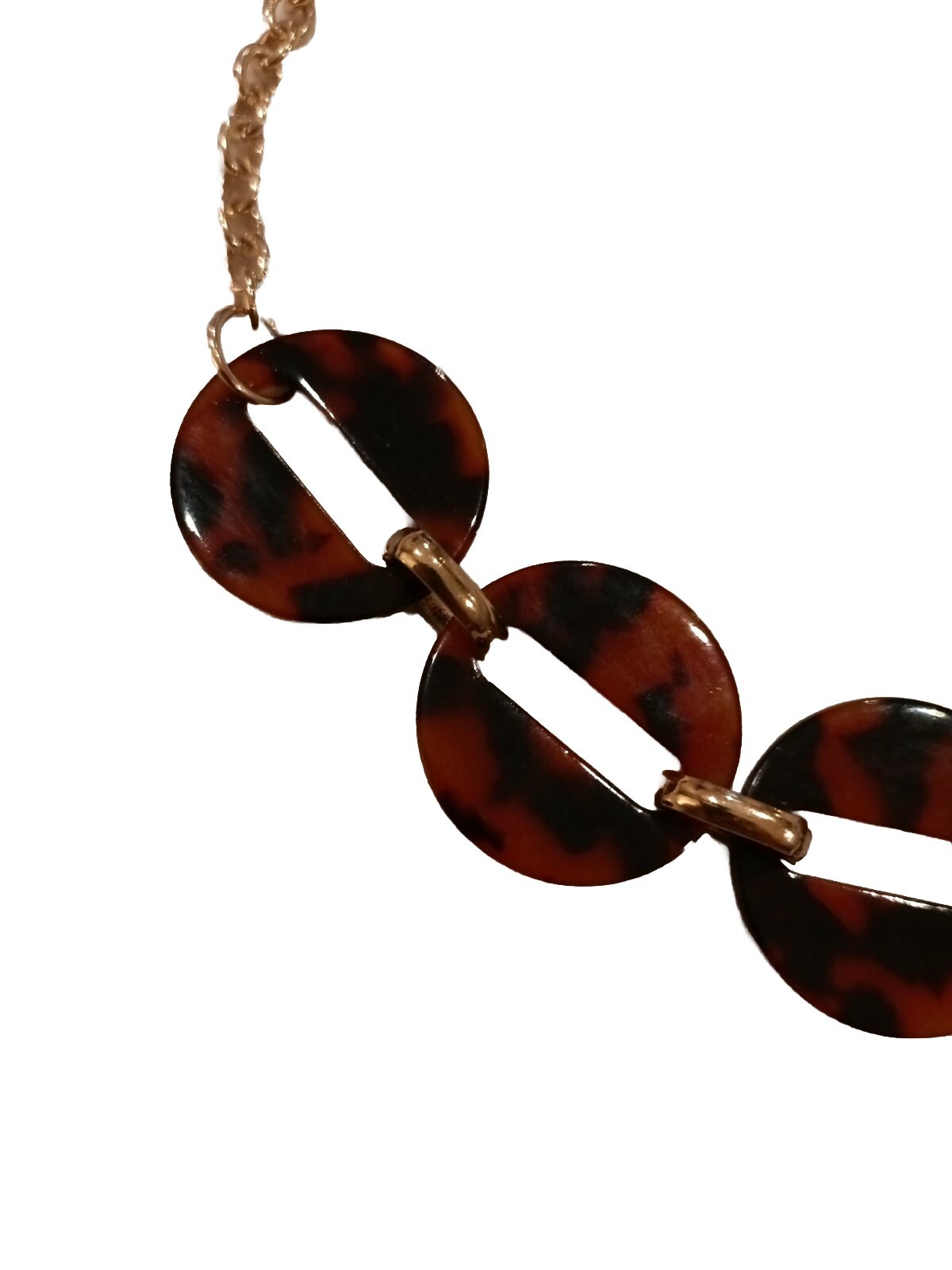 Gold Resin Tortoiseshell Link Statement Necklace … - image 4