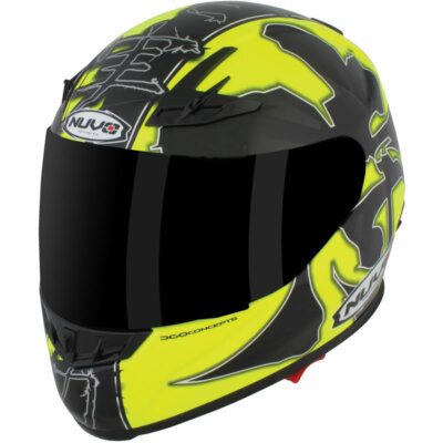 Erwachsene Motorrad Nuvo FX1 Warrior Helm schwarz fluo gelb große AUSVERKAUF