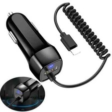 LED Cable Car Charger For iPhone 11 12 XS X XR 8 7 6, DC12-2V 2.1A Fast Charging