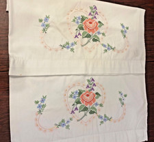 8 Hand embroidered vintage 1930  s Floral Pillow cases
