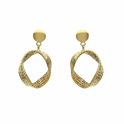 Yellow Gold Earrings 18 Carat To Thread Diamond Women's