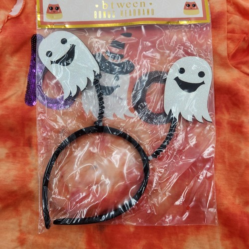 Btween Girls 3 Piece Set Halloween Outfit Orange Black Size 7 Ghost Headband - Picture 4 of 6