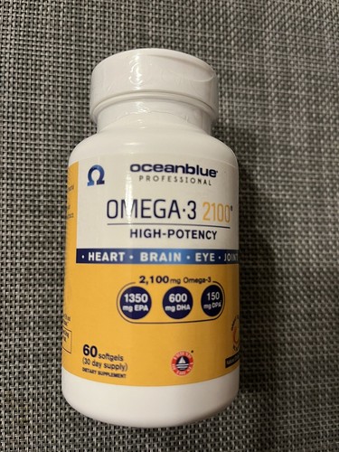 OMEGA3 -Ocean Blue High Potency OMEGA-3 2100 Fish Oil 60 Softgels EXP: 03/2027