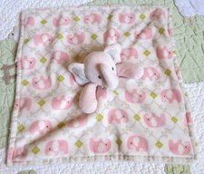 Blankets and Beyond Elephants Pink Gray Green Baby Girl Security Blanket Lovey