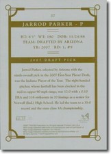 2007 Jarrod Parker TriStar Rookie Press Plate BACK RC Mint 1/1