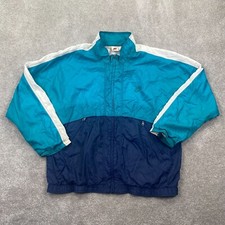 Vintage Nike Men's Full Zip Up Windbreaker Track Jacket Size L Aqua Green Blue