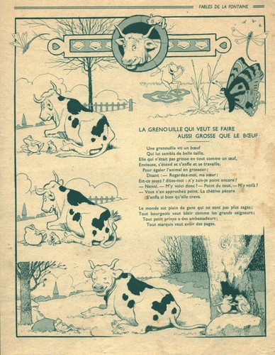 Gravure ancienne fables de la Fontaine illustration Benjamin Rabier issue livre - Imagen 2 de 2