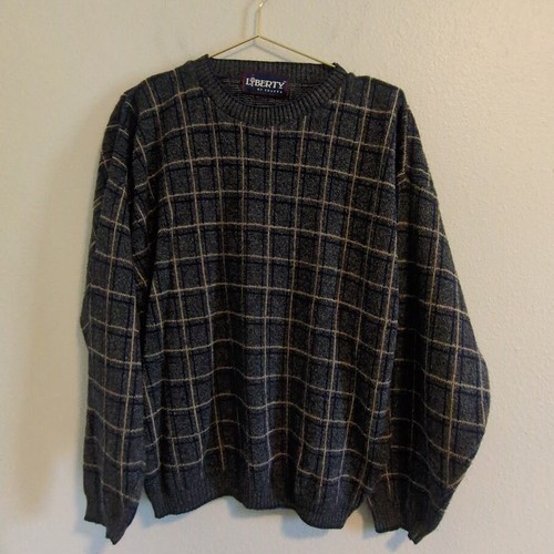 Vintage Liberty By Exacta Made in USA Pullover Sweater Herren M Medium Grau Blau - Bild 1 von 4