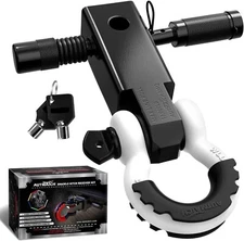 Heavy Duty 2" Trailer Shackle Hitch Receiver Tow Hook 3/4" D-Ring Recovery Kit