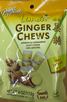 2 pack Prince Of Peace Ginger Candy Chews LEMON 100% Natural 4 oz (Free Ship)
