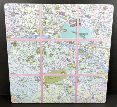 City Street Map of Paris France Fabric Memo Board photos keepsake cards 16''x16''