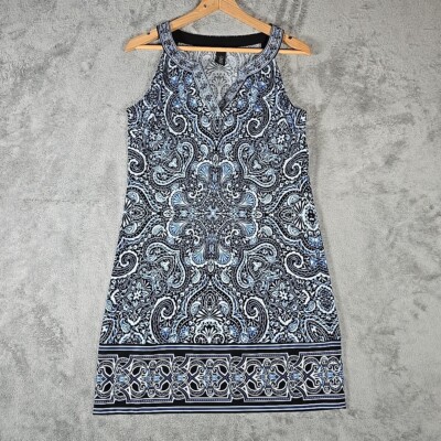White House Black Market Dress Womens Small Blue Paisley A Line Sleeveless