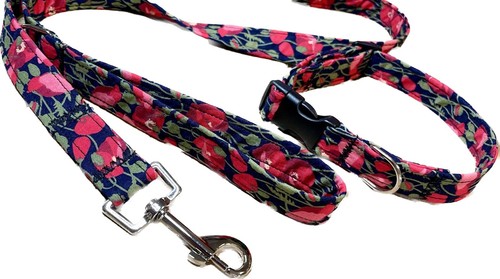 Handmade Adjustable Floral dog collar & Matching Leash S-M-L - Picture 9 of 13