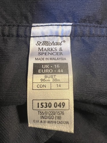 Ladies Vintage St Michael M&S Fine Cord Shirt Blue VGC 16 - Picture 10 of 11