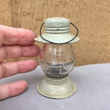 Vtg Victory Glass Co Jeanette Tin Oil Lamp Railroad Barn Lantern Candy Container