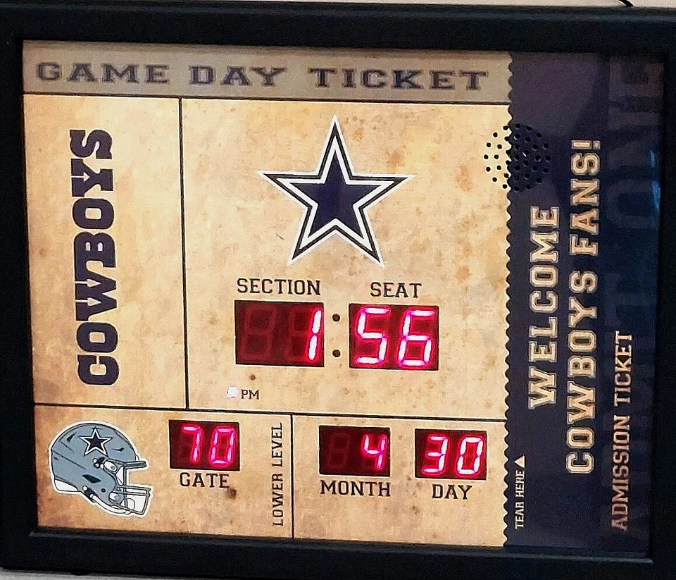 Dallas Cowboys Team Scoreboard Clock With Bluetooth Wireless Technology - Image 2 of 3