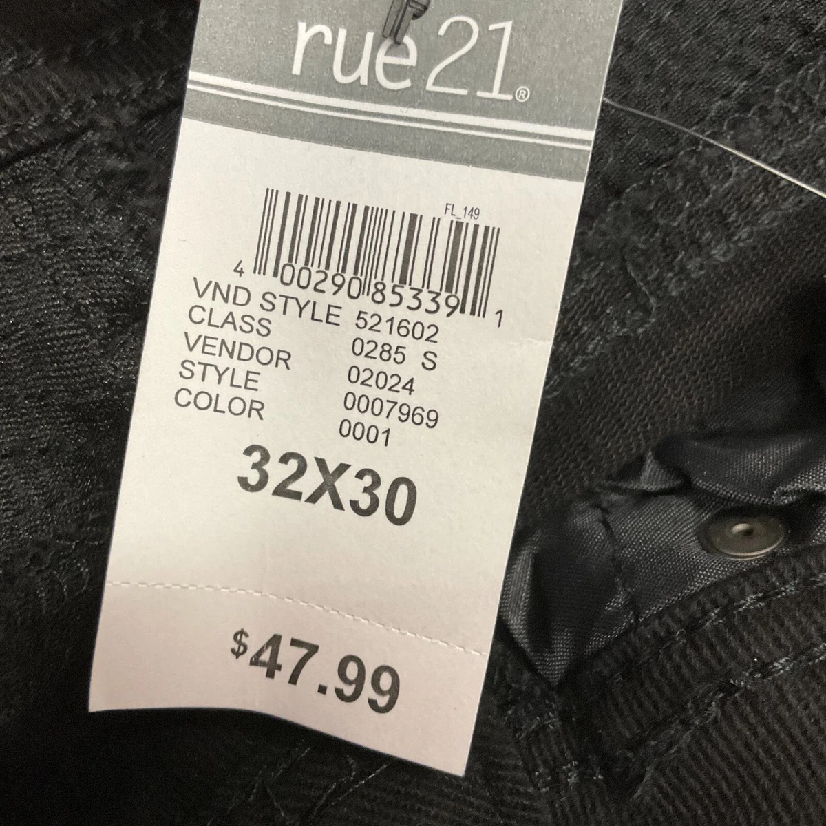 Rue 21 Premium Denim Jeans Mens Size 32X30 Black Distressed Supreme Flex