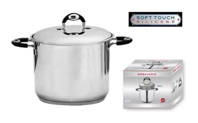 Bakken Pentola In Acciaio Inox 8 Litri Con Coperchio, Manici Rivettati - Per Zuppe, Frutti Di Mare, Brodo, Conserve, Eventi E Grandi Gruppi - 3