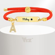 Vnox Personalized Name Birthdate Bracelets A-Z Initial Letter Bracelet to Girls