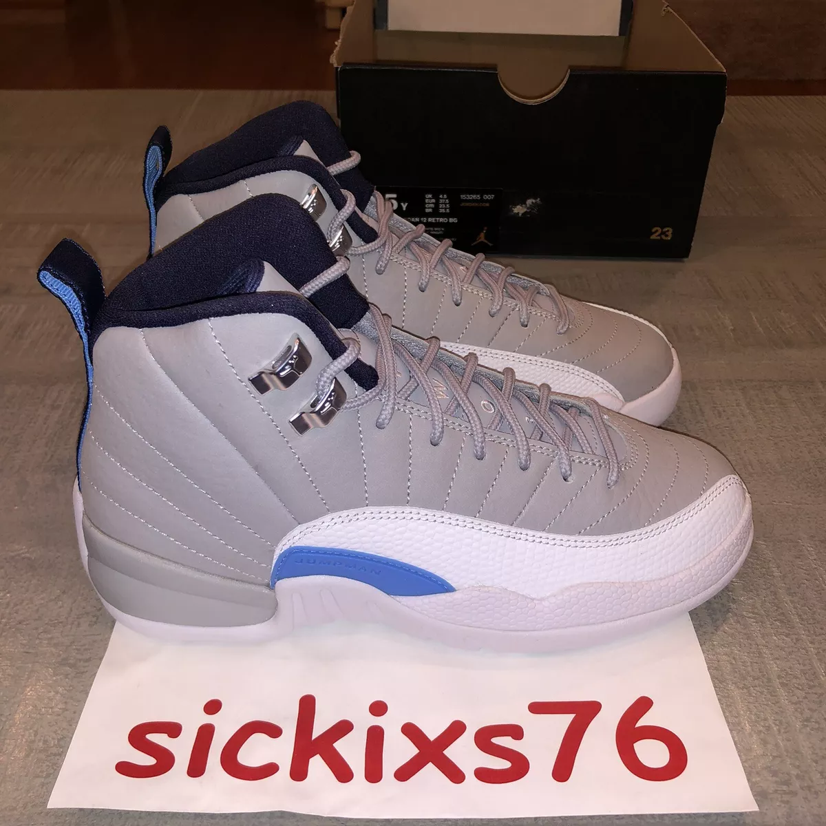 Nike AIR JORDAN 12 RETRO BG 'UNCu0026#039; Sz 5Y-5.5Y/EUR 37.5-38 [153265 007]  | eBay