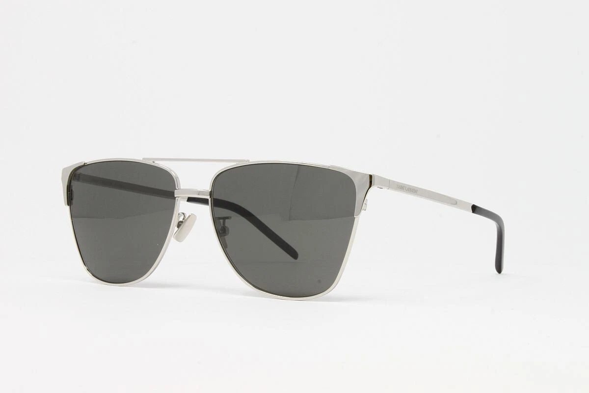 Saint Laurent Sunglasses Unisex Square SL280 003 Silver Size 59mm Grey Lens NEW