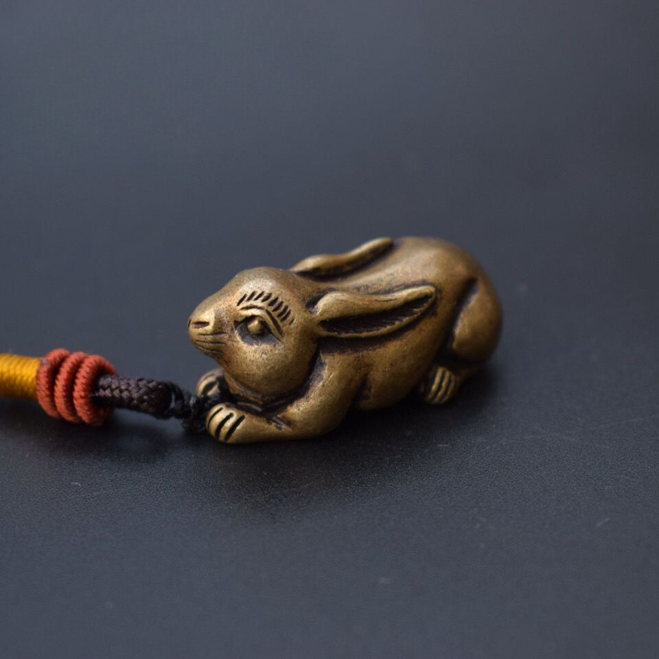 Antique Small Copper Pendant Solid Copper Rabbit … - image 3