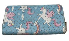 NWOT Women  s Flying Unicorn Rainbow Cut Out Hearts Zipper Wallet Spacious Cute