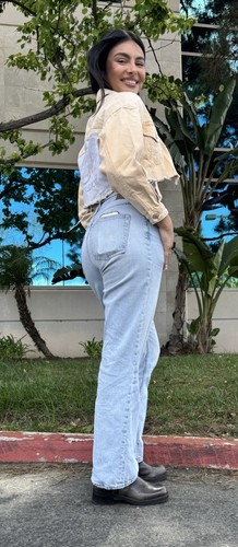 DAVID BOWIE Denim Crop Jacket 70s 80s Pop Upcycled Retro Vintage Distressed XS - Picture 3 of 12