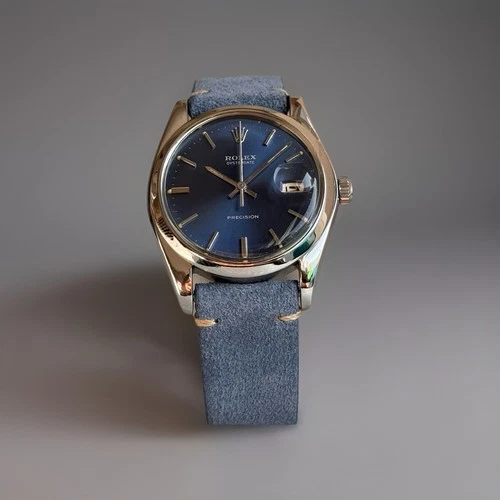 Vintage Rolex Oysterdate Precision 6694 Blue Sunburst Dial 34mm Manual-wind 1225