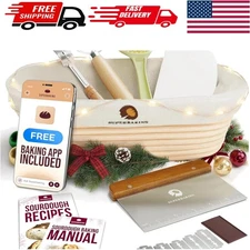 Essential 10" Oval Bread Proofing Basket Set - Artisan Baking Supplies Included