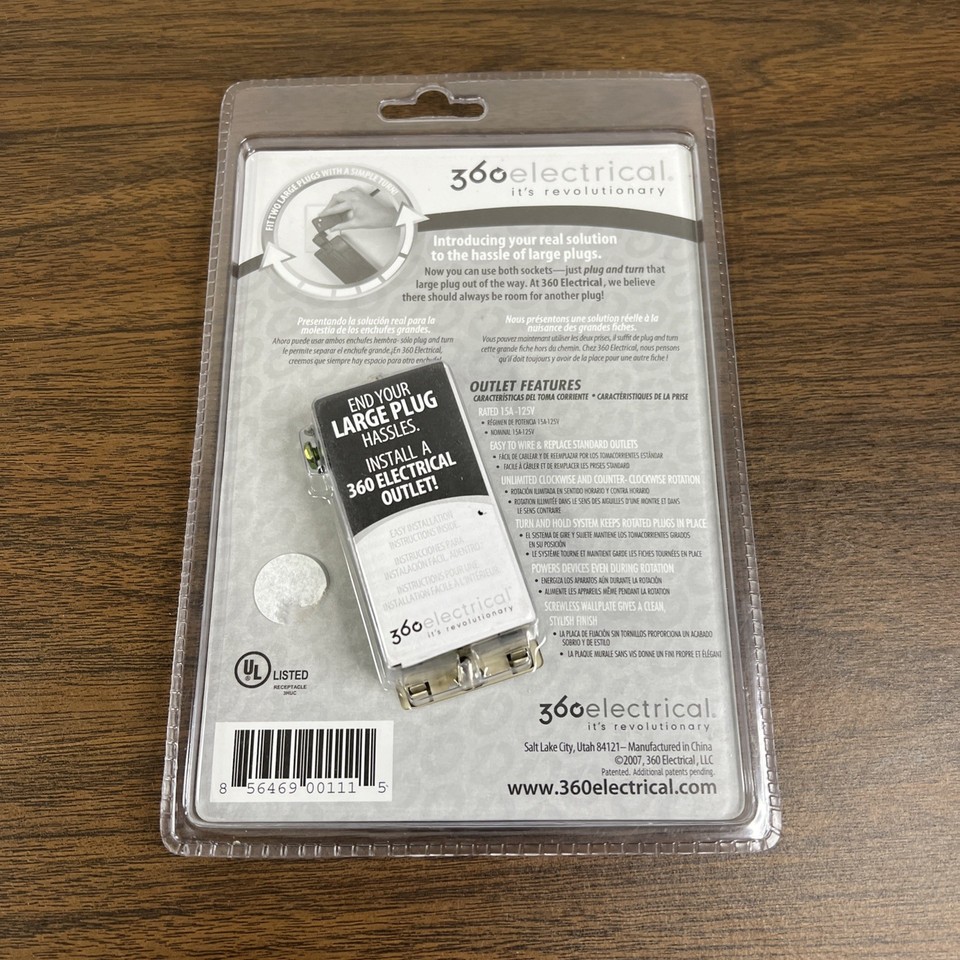 360 Electrical Rotating Duplex Outlet No. 36011-V Ivory New in Package ...