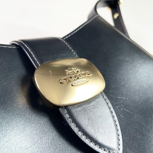 Rare COACH Eliza Shoulder Bag CP004 Leather Black 424726 Used inside pocket - Picture 7 of 10