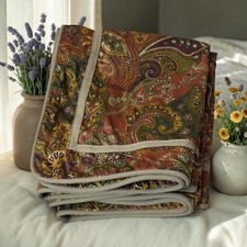 2 Chaps Ralph Lauren Chandler Paisley Pillow Shams King Rust Green Gold Floral