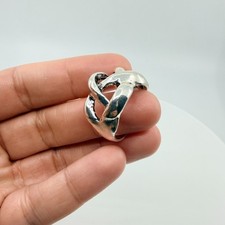 Vintage Retro Silver Tone Interlocking Knot Ring Chunky Infinity Statement Band