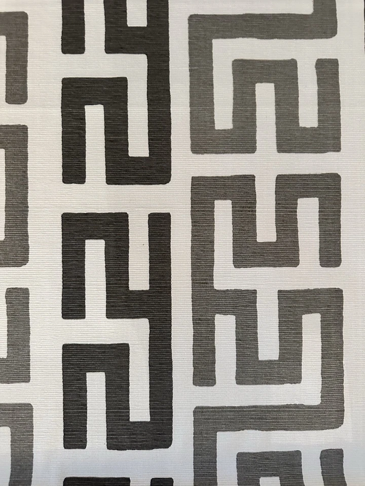 The Vale London Fabricut Greek Key Print Cotton Fabric- Kubb  2 5/8 yds 7741503 - Image 2 of 4