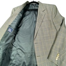 Jos A Bank Executive Blazer 46L Wool Brown Herringbone Sportcoat Suit Jacket