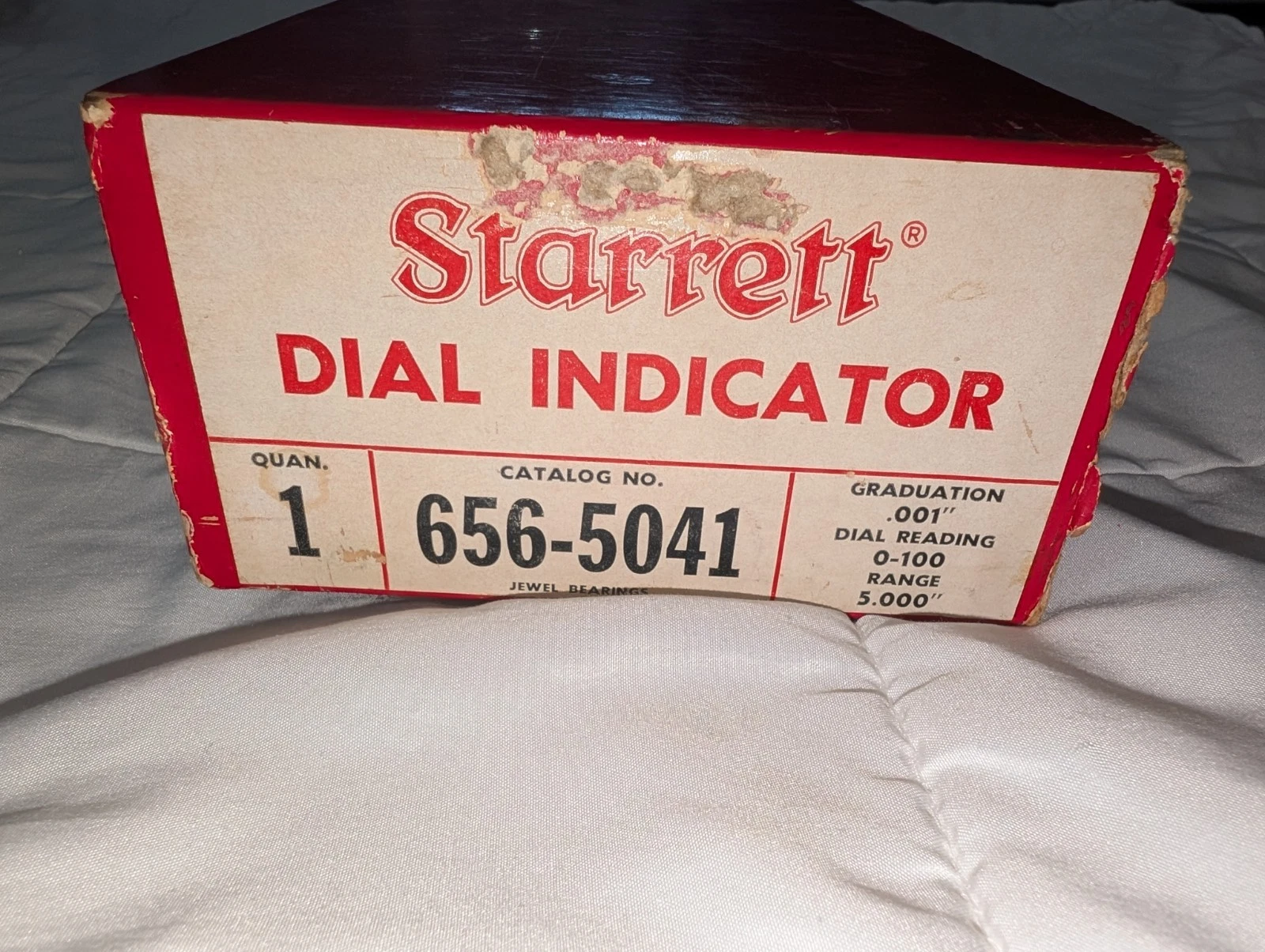 Starrett 656-5041 Long Range Dial Indicator 5.000" Range .001" Grad Jeweled wBox