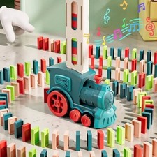 Domino Train Toy Set for Kids Automatic Dominoes Blocks Birthday Gift