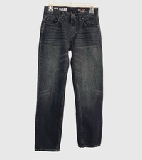Tommy Hilfiger Boys Dark Wash Distressed Slim Revolution Straight Leg Size 14