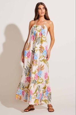 Petra Maxi Dress Summer Bloom EcoLinen-timeless summer silhouette,of the season