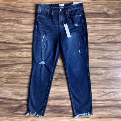 Nicole Miller Soho Jeans Womens 10 High Rise Ankle Skinny Distressed Raw Hem