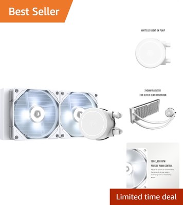 240mm AIO Liquid CPU Kühler mit weißen LED & 2x120mm PWM Lüfter für Intel/AMD