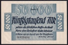 Germany Herne 50000 Mark 1923 Vintage Emergency Paper Money Banknote aUNC