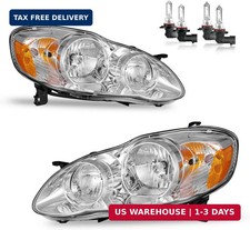 Headlights Assembly for 2003-2008 Toyota Corolla Headlamp Replacement Clear Lens