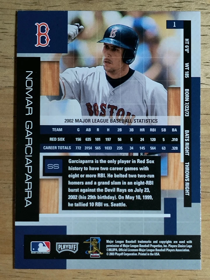 2003 Absolute Memorabilia #1 Nomar Garciaparra - Image 2 of 2