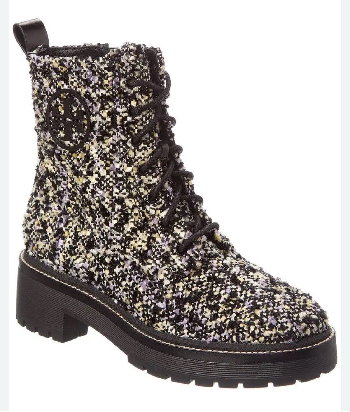 SAOLA Stivaletto da donna Tory Burch Miller suola a strappo in tweed e pelle taglia 5 5 M