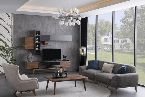 Sideboard Wandschrank Couchtisch Sofa 3 Sitzer Sessel Wohnzimmer Set-image