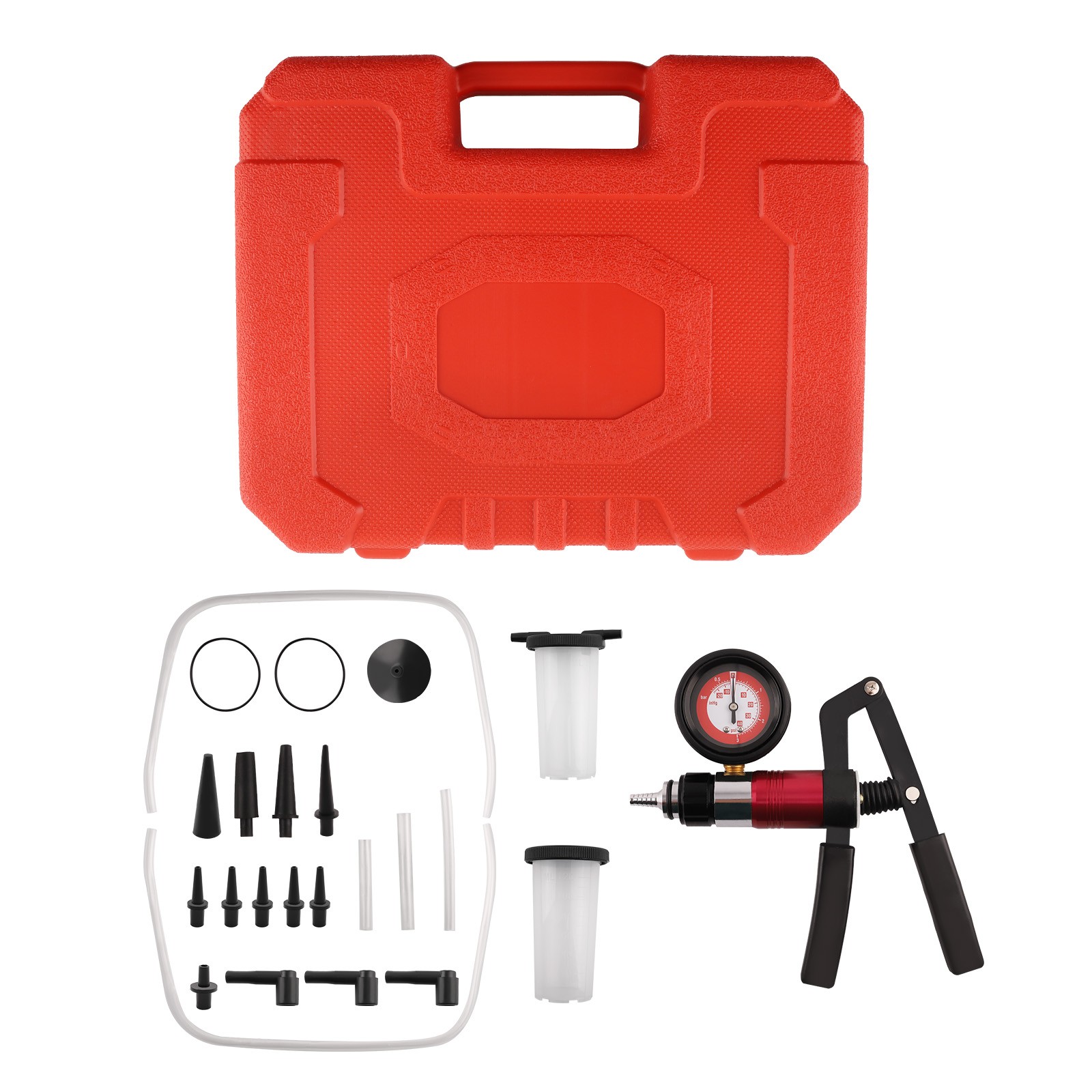 Testeur de Pompe à Vide et Purgeur de Liquide de Frein 21pcs avec Adaptateurs Multi-véhicules