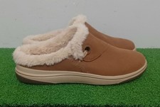 Clarks Cloudstepper Clogs Slippers Breezewillow Brown Faux Fur Womens Sz-9M
